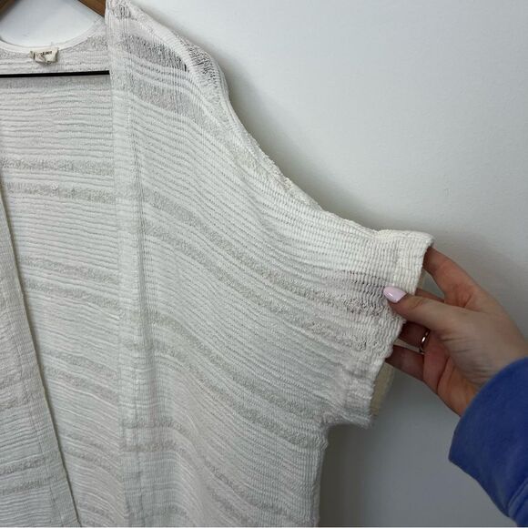 World Market One Size Textured Cotton Open Front Short Sleeve Cardigan - Picture 3 of 13